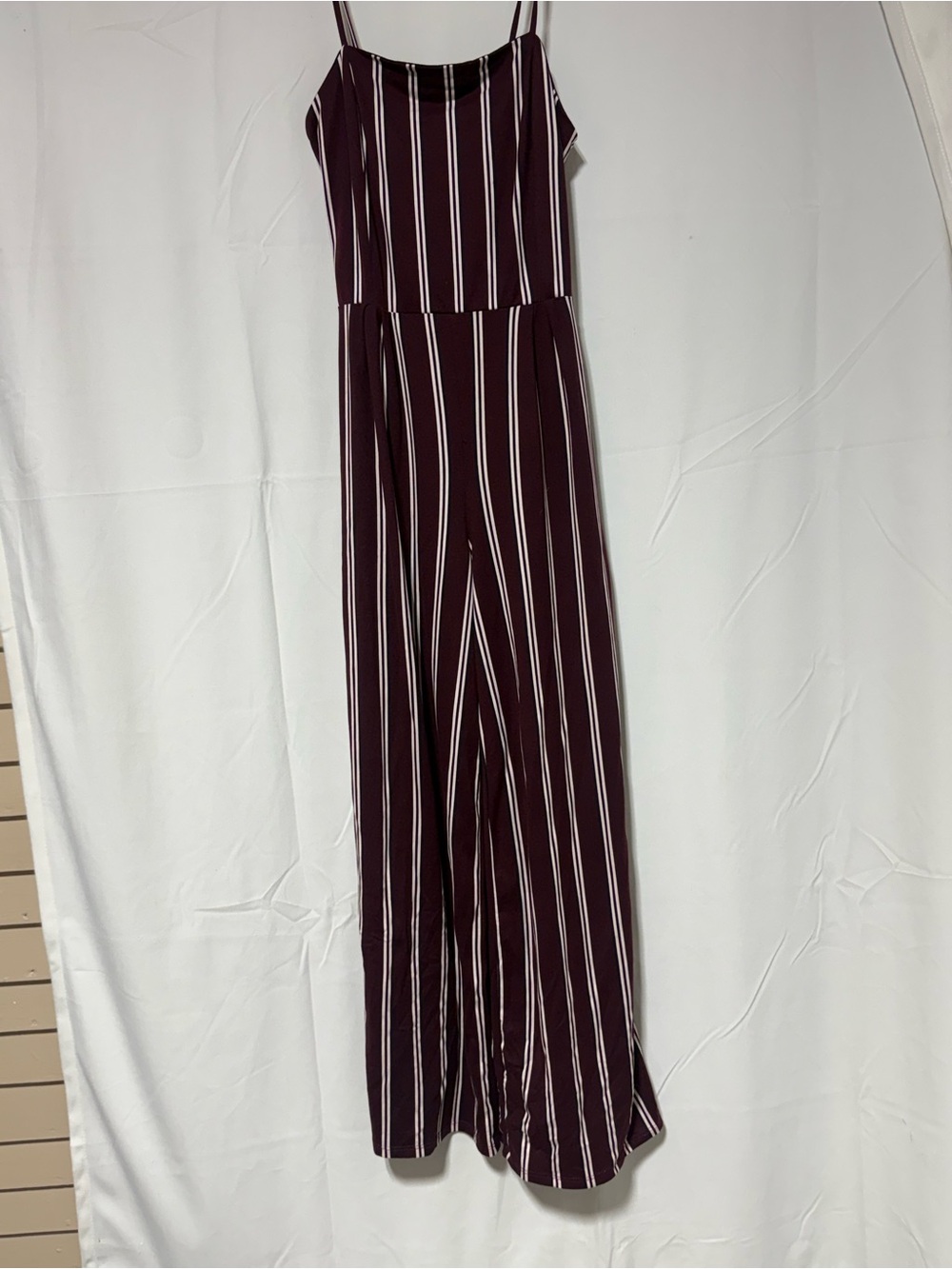 Sleeveless Burgundy Striped Jumpsuit